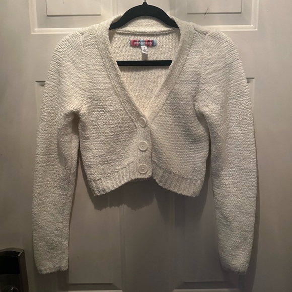 Urban Outfitters Sweaters - Urban Outfitters White Knit Cardigan Cropped Sweater
